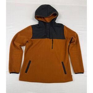 Dakine Mens Fleece Hoodie Colorblock Snap Neck Pullover Orange Black Large